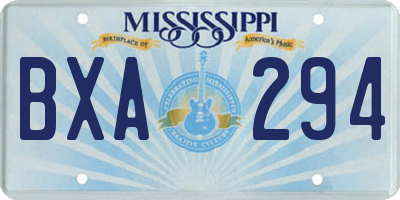 MS license plate BXA294
