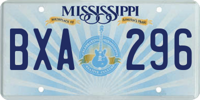 MS license plate BXA296