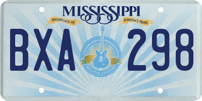 MS license plate BXA298