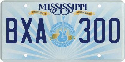 MS license plate BXA300
