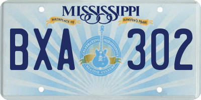 MS license plate BXA302