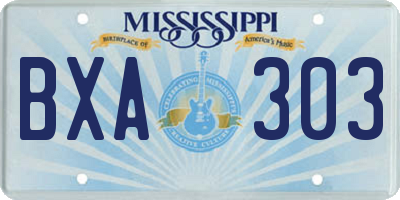 MS license plate BXA303