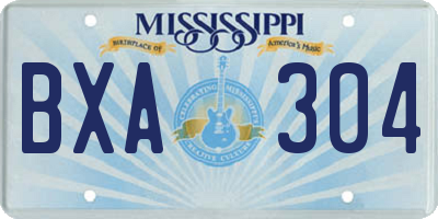MS license plate BXA304