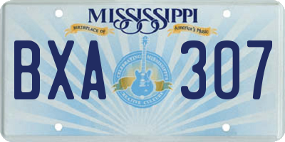 MS license plate BXA307