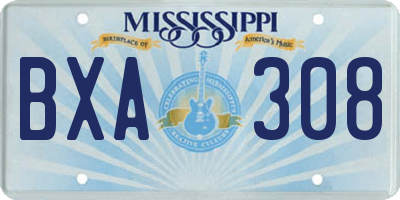 MS license plate BXA308