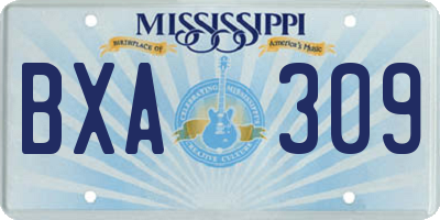 MS license plate BXA309