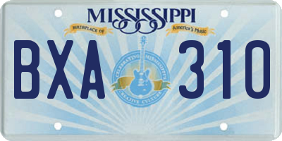 MS license plate BXA310