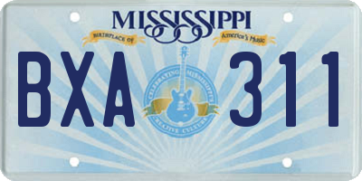 MS license plate BXA311
