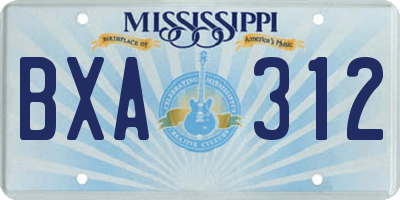 MS license plate BXA312