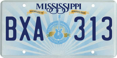 MS license plate BXA313