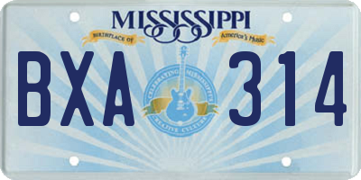 MS license plate BXA314