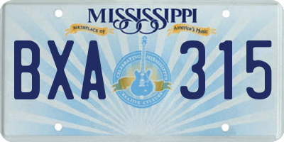 MS license plate BXA315