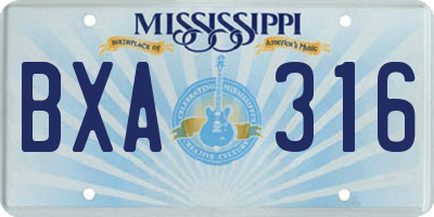 MS license plate BXA316