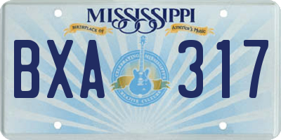 MS license plate BXA317