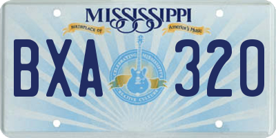 MS license plate BXA320