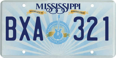 MS license plate BXA321