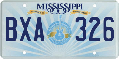 MS license plate BXA326