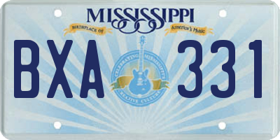 MS license plate BXA331