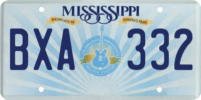 MS license plate BXA332