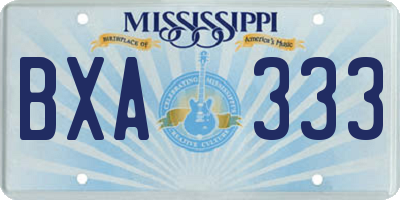 MS license plate BXA333