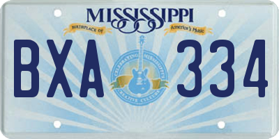 MS license plate BXA334