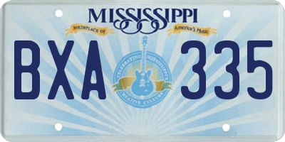 MS license plate BXA335