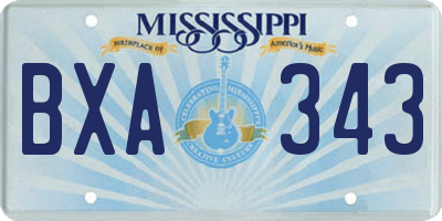 MS license plate BXA343
