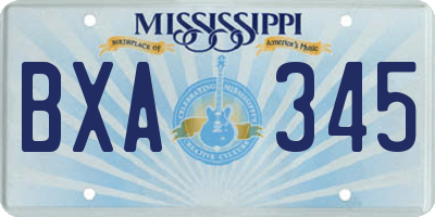 MS license plate BXA345