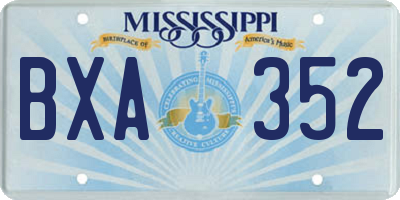 MS license plate BXA352