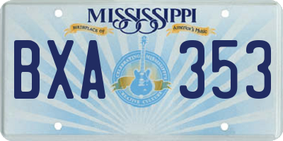 MS license plate BXA353