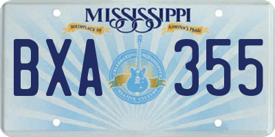MS license plate BXA355
