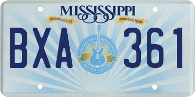 MS license plate BXA361