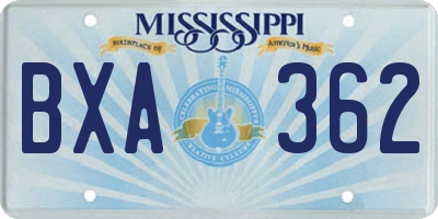MS license plate BXA362