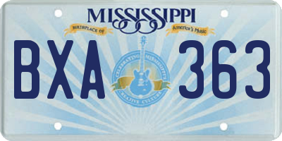 MS license plate BXA363