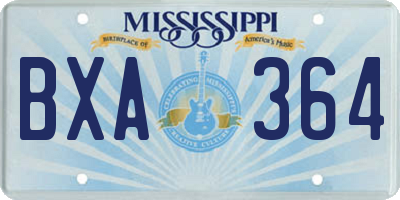MS license plate BXA364