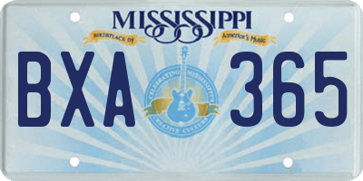 MS license plate BXA365