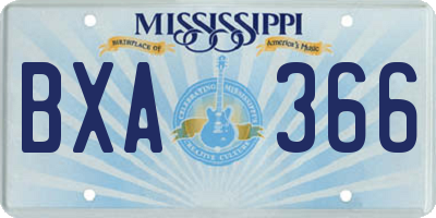 MS license plate BXA366