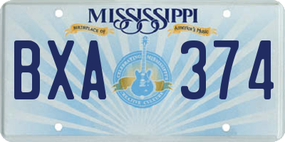 MS license plate BXA374