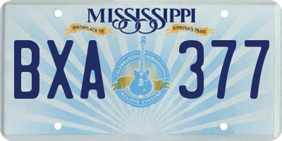 MS license plate BXA377