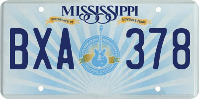 MS license plate BXA378