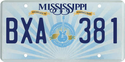 MS license plate BXA381