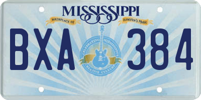 MS license plate BXA384