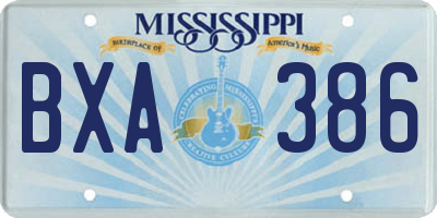 MS license plate BXA386