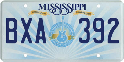 MS license plate BXA392