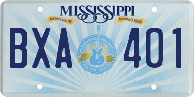 MS license plate BXA401