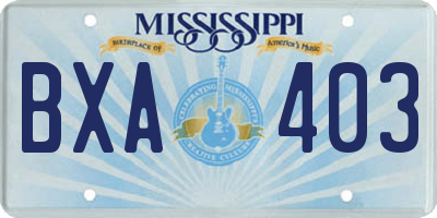 MS license plate BXA403