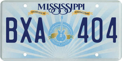 MS license plate BXA404
