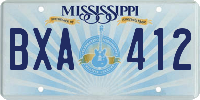 MS license plate BXA412