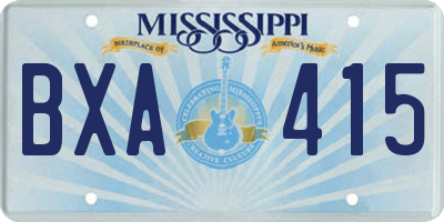 MS license plate BXA415