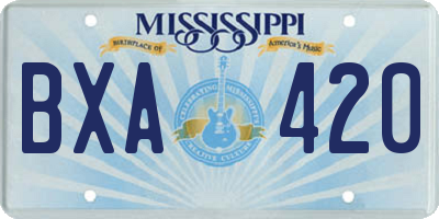 MS license plate BXA420